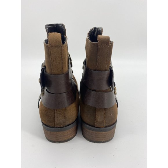 Guess Women's Brown Leather Studded Rhinestone Cowboy Ankle Boots Heels Sz 7.5M - Picture 4 of 5